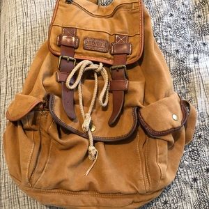 Bed Stu canvas backpack. W/ real leather straps.